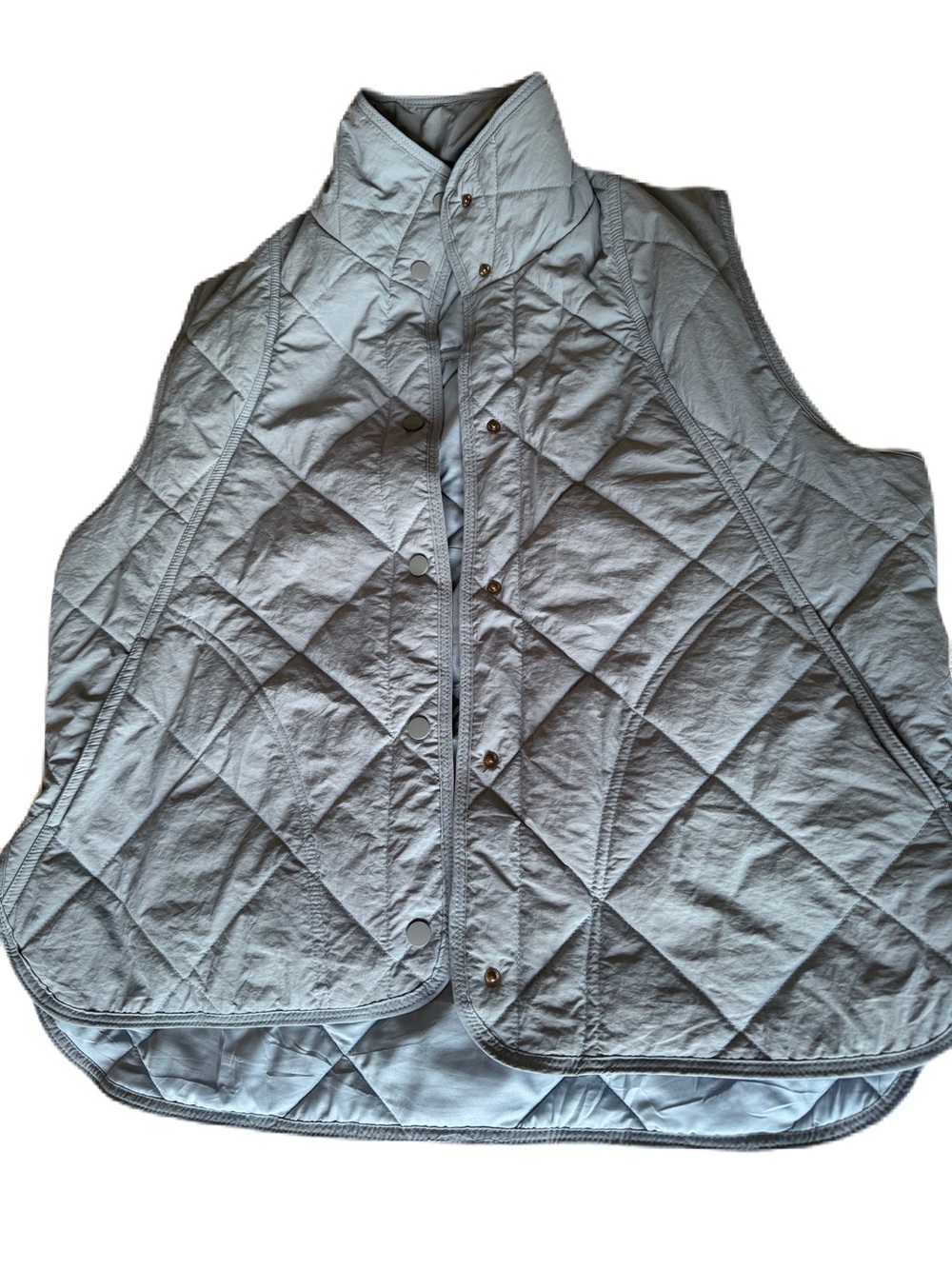 Light Blue Quilted Women's Vest with Snap Front